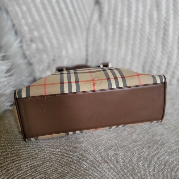 Burberry Nova Check Shadow Horse Handbag Brown Leather Canvas - Picture 5 of 12